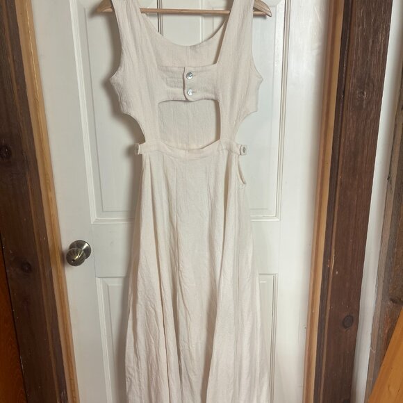 Aya Sacred Wear Long Boho Simple Cut-Out Cotton Dress - XS - Picture 4 of 7